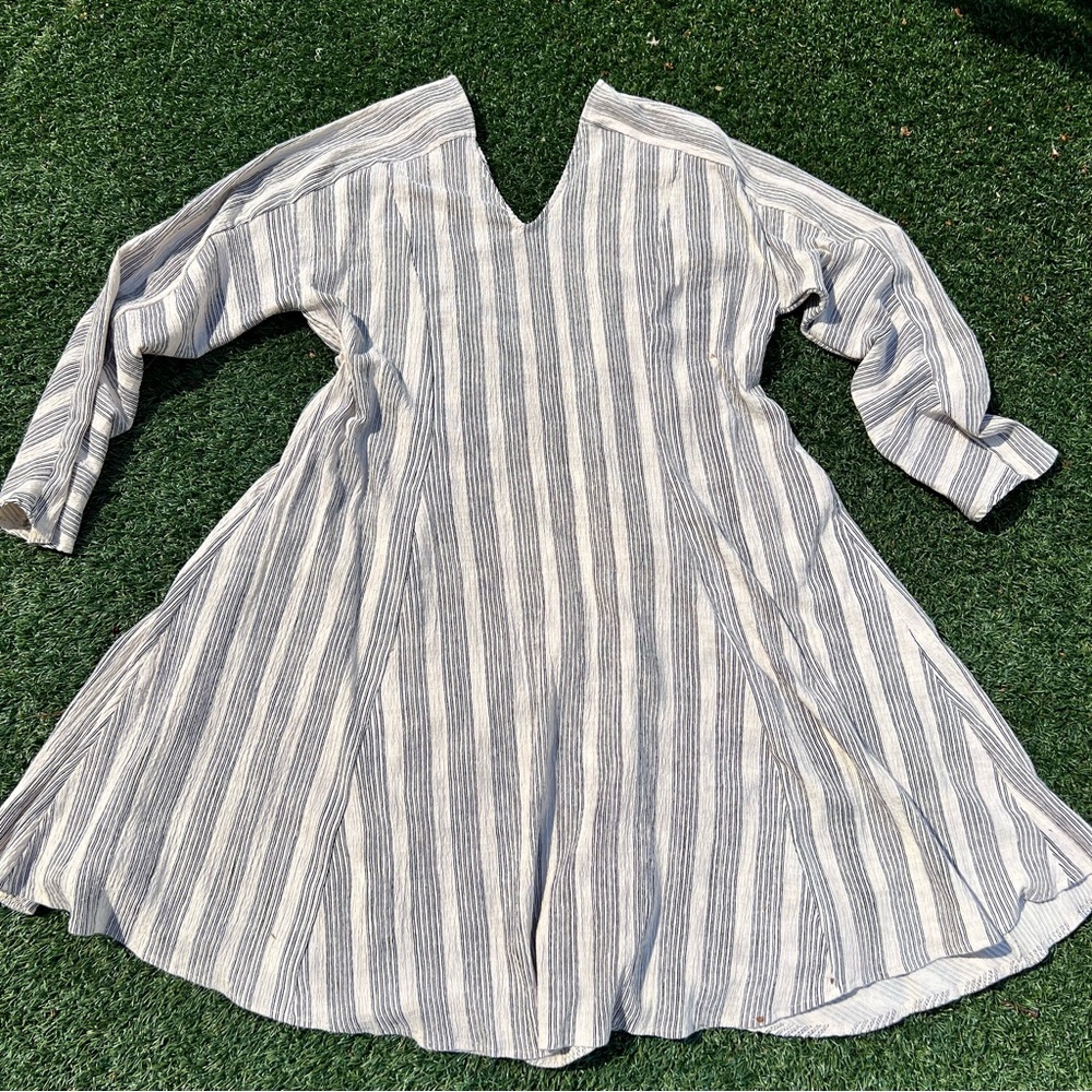 Zara cream and black Striped Casual mini Dress M